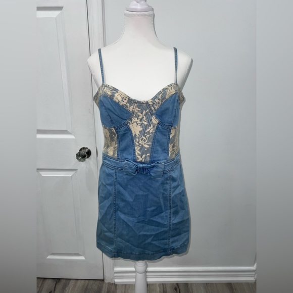 Zara Denim and Lace Dress - Picture 2 of 6